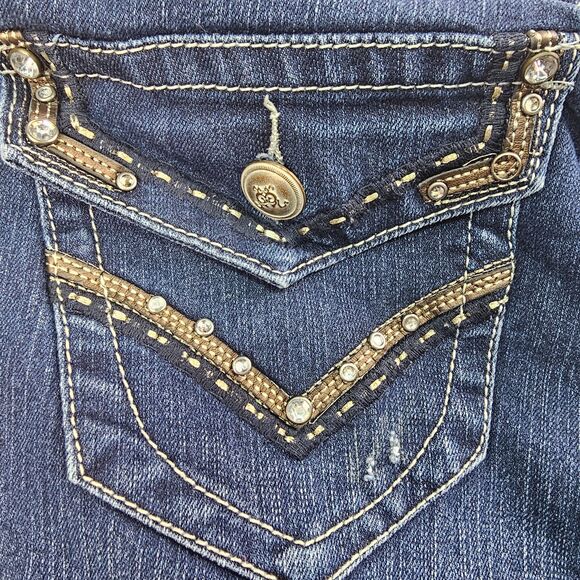 ZCO Boot Cut Stitch Flap Embroidered Pocket Jeans Dark Wash Women's Size 16 - Picture 4 of 16